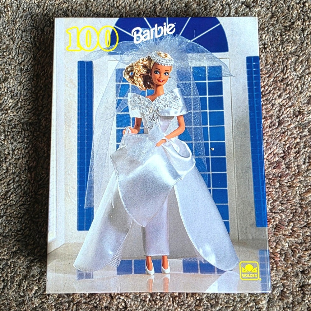 Vintage 1993 Barbie 100 Piece Jigsaw Puzzle Golden Bride Wedding Dress